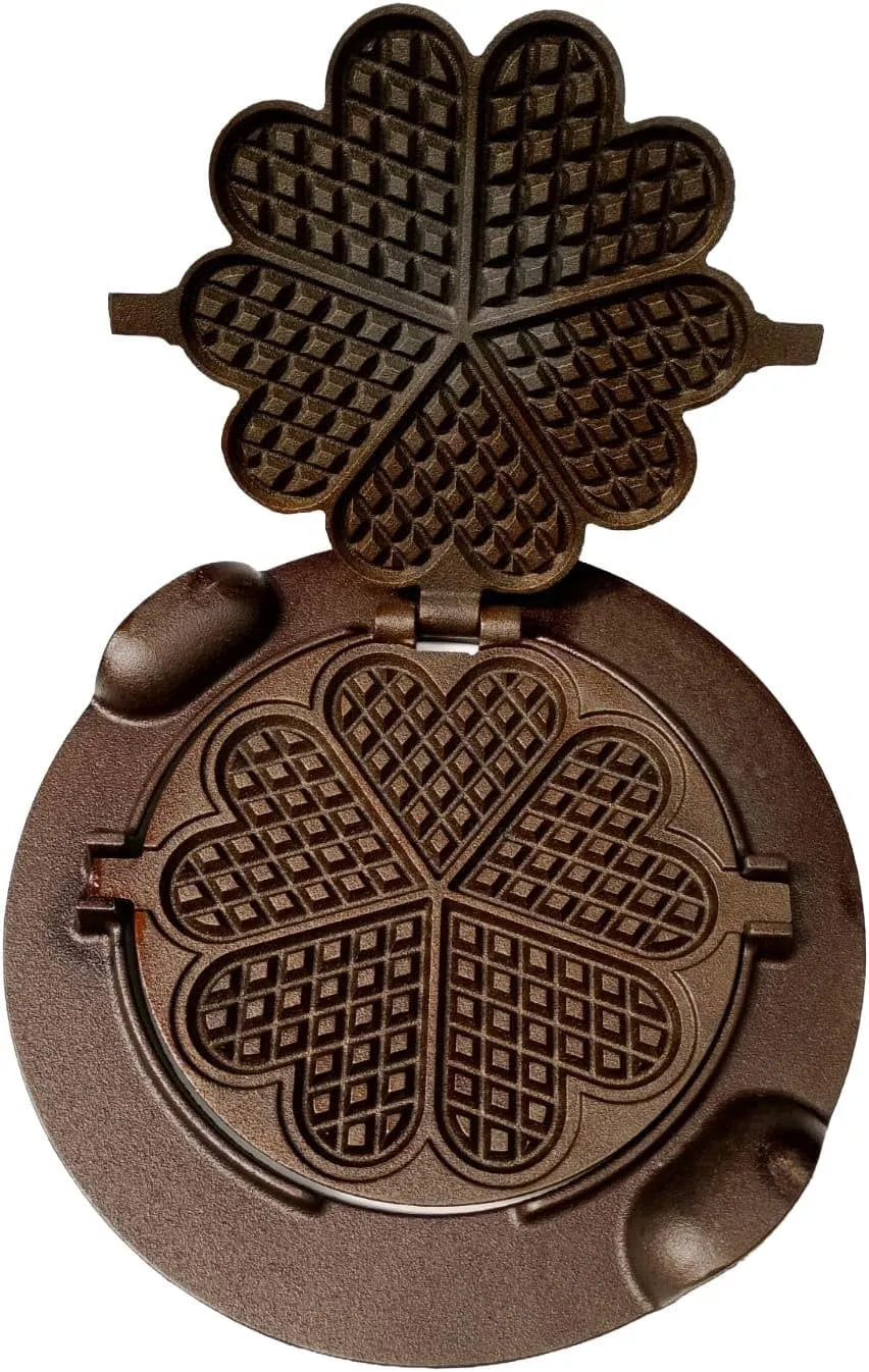 Grill, Waffeleisen aus Gusseisen Herzförmige Waffeln 33cm Garten Küche