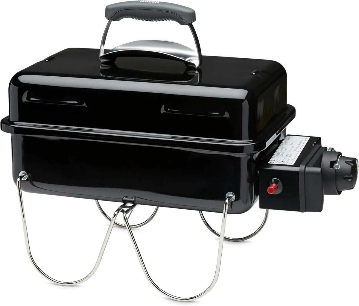 Gasgrill Weber Go-Anywhere, Tragbarer Grill mit klappbaren Beinen, Robuste Emaille, in Schwarz, 42 x 26 cm Grillfläche, Zündknopf