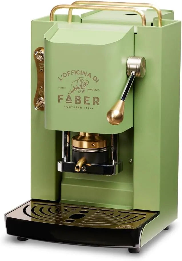 Faber Kaffeemaschine ESE 44, Kaffeemaschinen, Kaffeepadmaschine mm, Einstellbare Padpresse aus Messing, Neongrün, 44 mm, Modell Pro Deluxe