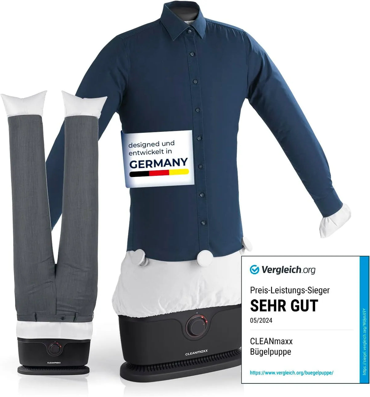 Dampfglätter, Ersetzt Bügeleisen, Bügelgerät mit Bügelpuppe für Hemden, Innovativ & effizient, Steamer, Blusen & Hosen