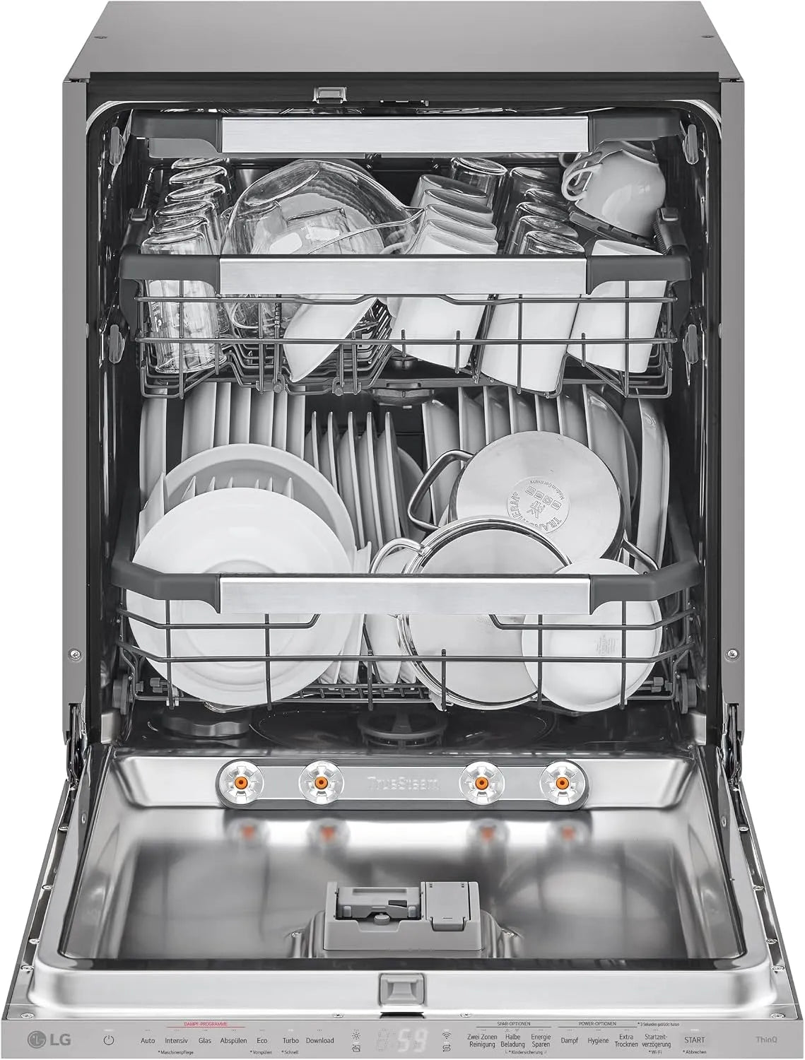 LG Geschirrspüler DB597TXS, vollintegrierbarer, Energieklasse A -20%, Spülmaschine mit ckschublade, Dampfreinigung, besonders leise, Silber