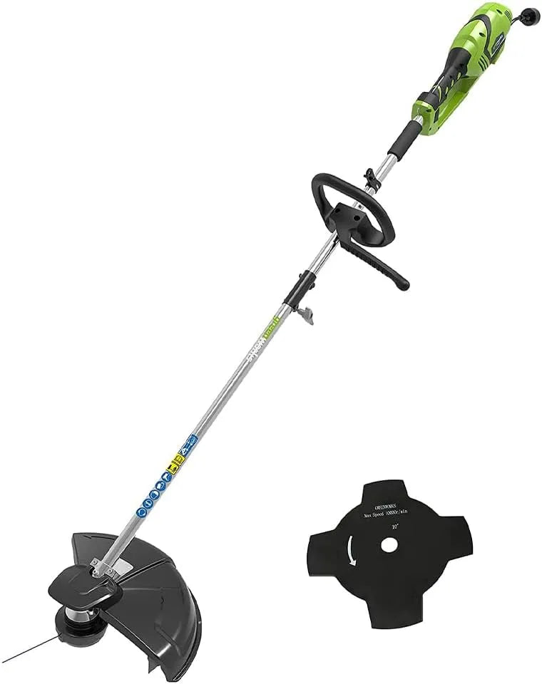 Greenworks Rasentrimmer GST1246, Elektro 230V 1200W 40cm Schnittbreite 2mm Faden, Messer, Verstellbarer Zusatzgriff, Ergonomisches Leichtgewicht