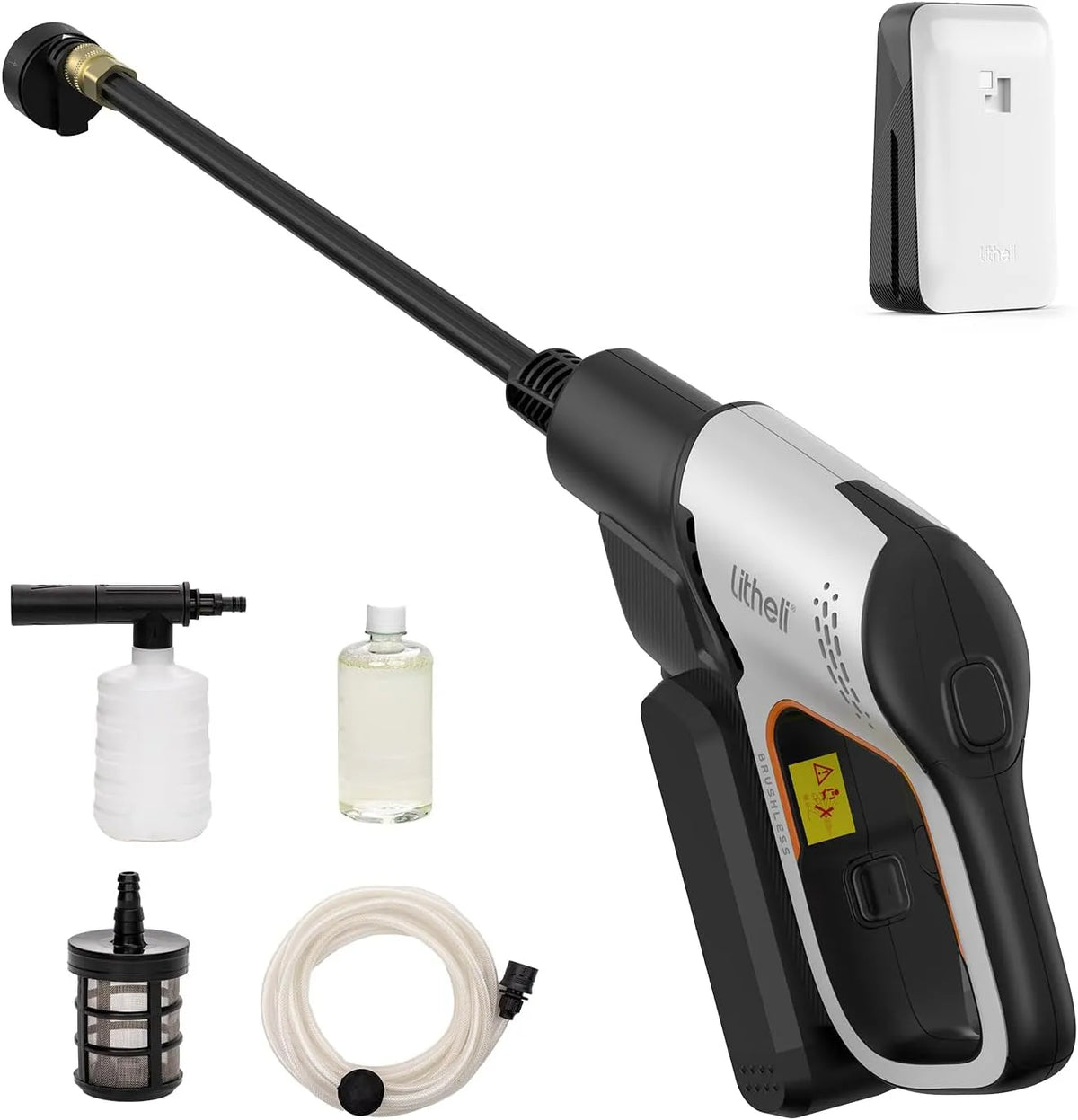 Hochdruckreiniger Litheli Akku, mit einem 20000mAH Akku, 24 bar, Mobile Reinigung und Bewässerung für Auto und Garten, Akku-Druckreinigerpistole