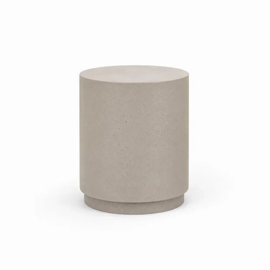 Zylindrischer Gartentisch Beistelltisch aus glasfaserverstärktem Zementverbund Beige Greige Ø 40 x 45 cm