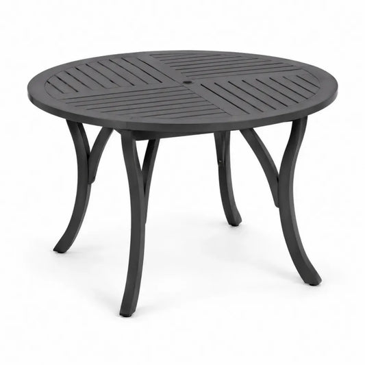 Gartentisch rund mit Schirmloch Aluminium pulverbeschichtet Anthrazit Schwarz Ø 120 x 74 cm