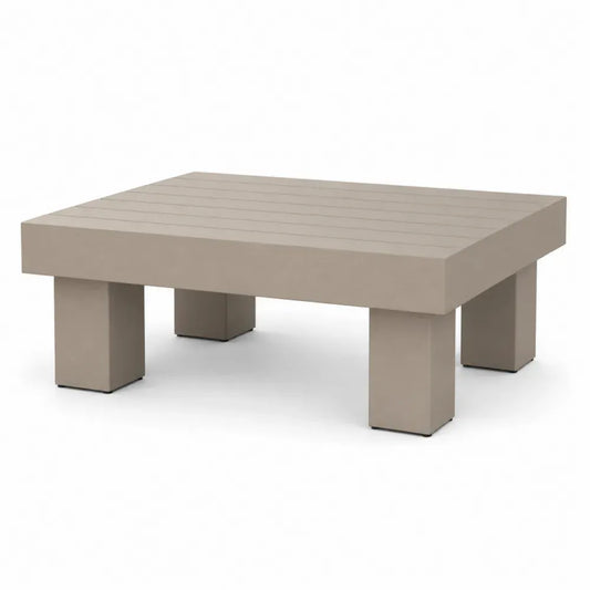 Niedriger Gartentisch rechteckig aus glasfaserverstärktem Zementverbund Taupe Greige Schwarz 120 x 70 x 40 cm