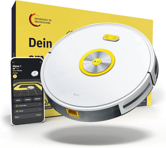 Saugroboter 150Min Klyna, mit Wischfunktion I Staubsauger Roboter leise 60dB I 2200Pa Saugkraft I