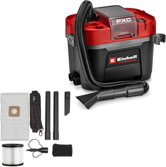 Einhell Nass-/Trockensauger TP-VC 18 10-L-Behälter, Spannung 18 V, 2 Saugstufen, Brushless, inklusive. Faltenfilter, Saugdüsen, ohne Akku