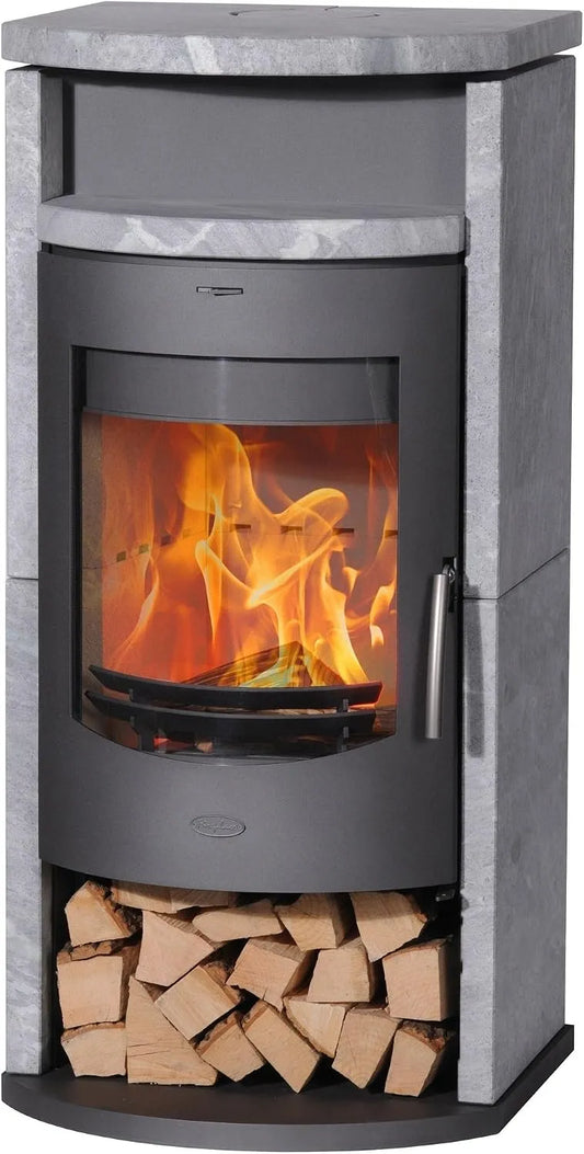 Kaminofen Fireplace, Barcelona Speckstein 53x53x118