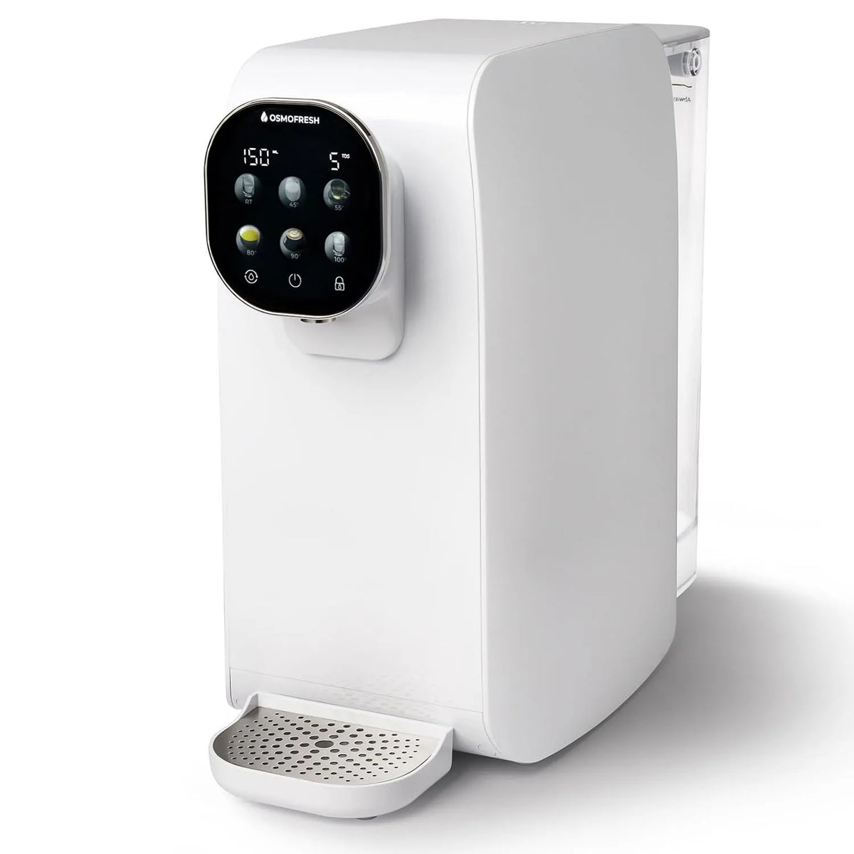 Osmoseanlage Quella Pro White OsmoFresh Auftisch, 7-Fach Umkehrosmose Filterung, 6 Temperaturstufen, Wasserfilter für Küche Büro Wohnmobil, UV