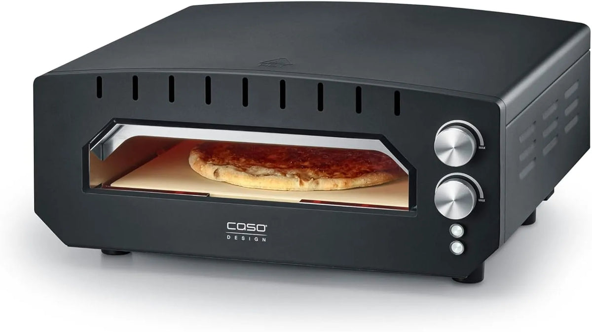 Caso PizzaChef 400°, 33x33 cm Pizzastein aus Cordierit, fertige Pizza in 2-3 Minuten, elektrisch, Pinsa, Edelstahlinnenraum, 400°C heißer Steinofen
