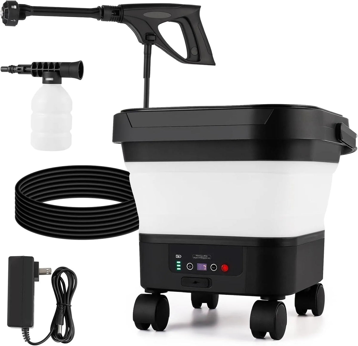 Hochdruckreiniger 13-Liter-Wassertank 6-in-1-Multifunktionsdüse Tragbarer elektrischer, wiederaufladbar, ideal für Camping, Fahrradreinigung
