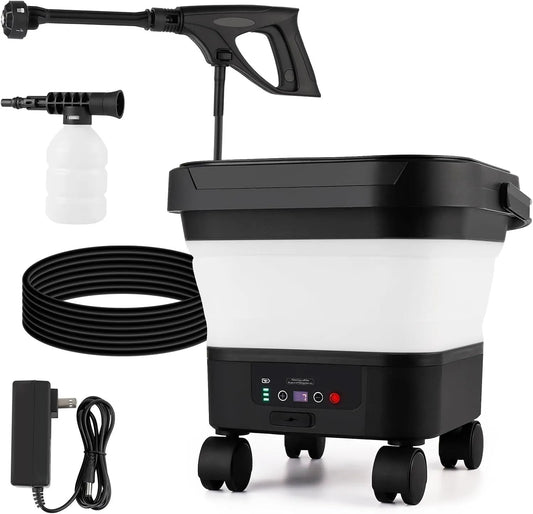 Hochdruckreiniger 13-Liter-Wassertank 6-in-1-Multifunktionsdüse Tragbarer elektrischer, wiederaufladbar, ideal für Camping, Fahrradreinigung