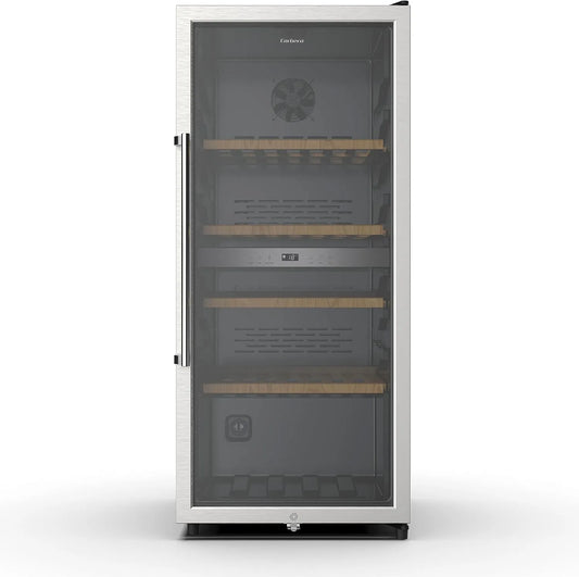 Ventilator CFKWC91SWDZ, Corberó Weinkühlschrank 200L, 45 dB, 91 Flaschen, 4 Holzböden, statisch mit, schwarze Glastür, Doppelzone, LED-Licht
