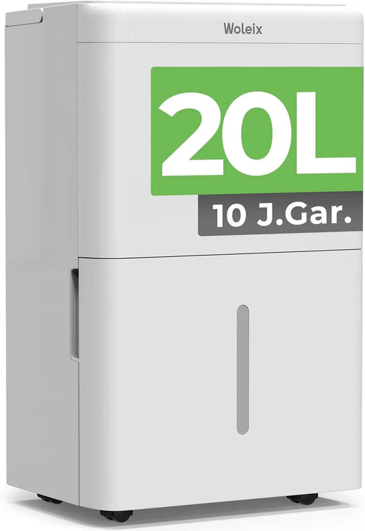 Luftentfeuchter 150m³/50m, Filter und 1M Ablaufschlauch, 50m², Entfeuchter elektrisch für Keller, elektrisch 20L, 10 J. Gar., mit Timer