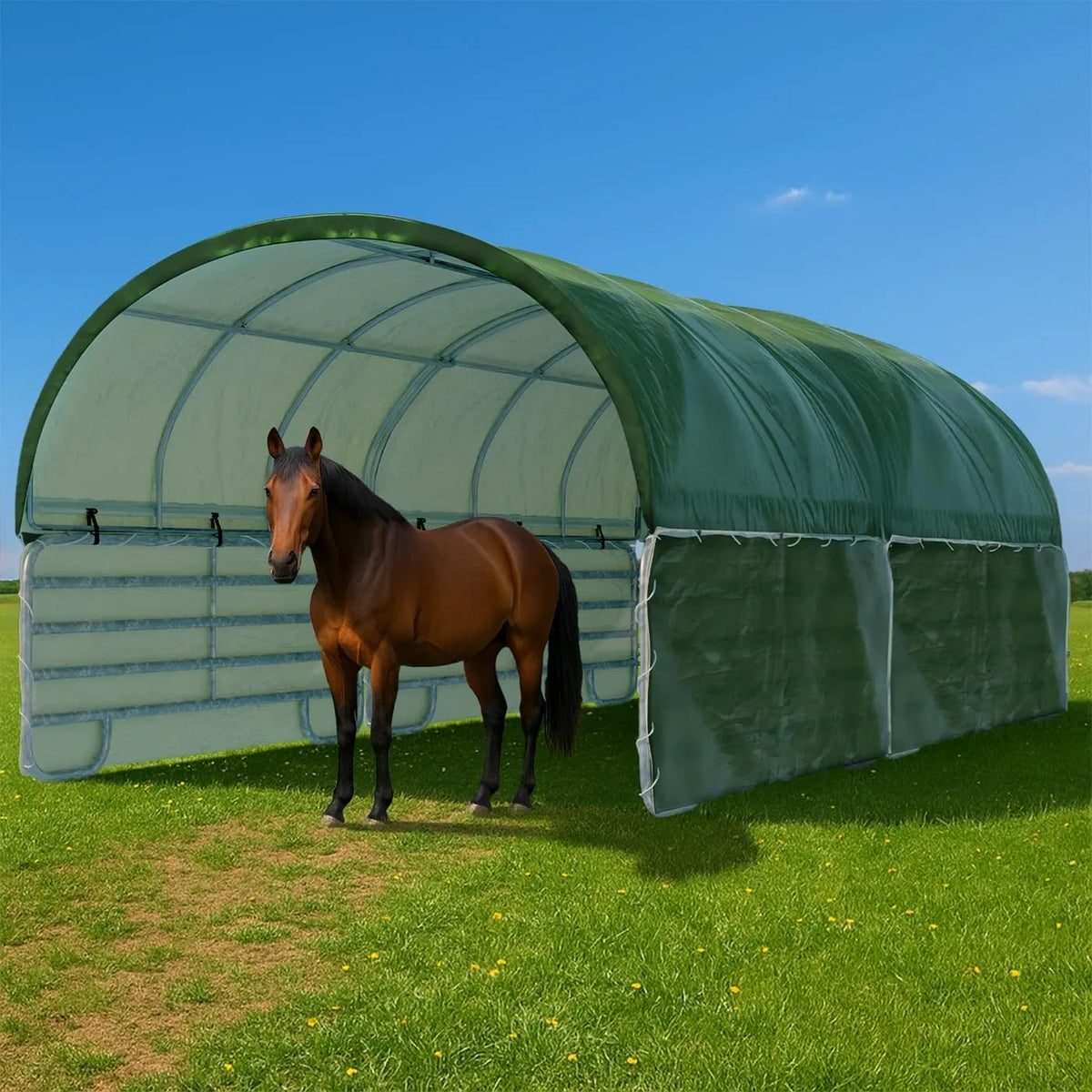 XXL 7,20 x Weideunterstand LagerzeltRundbogen Komplettset extra belastbar VOSS.farming Weidezelt