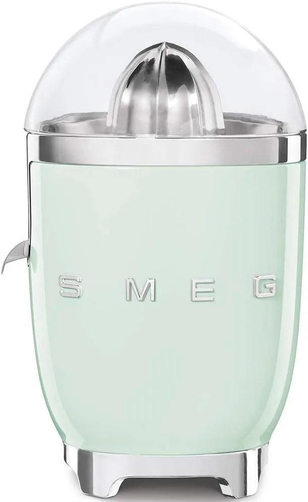 Smeg Modell CJF01PGEU, Leistung 70 W, Elektrische Zitruspresse, manuelle Druckpresse, tropfsicherer Auslauf und Universalkegel, rutschfeste Basis