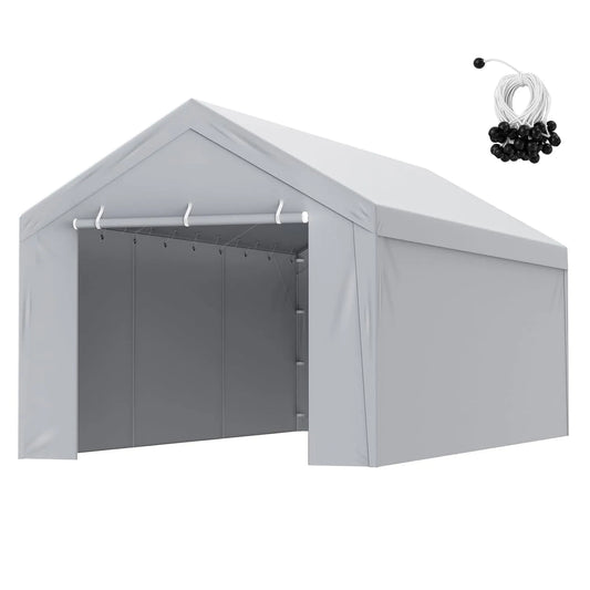 Vevor Carport, Garagezelt, wasserdicht und UV-geschützt, weiß, Oben + Seitenwand 3 x 6 m, Garagenzelt-Unterstandplane