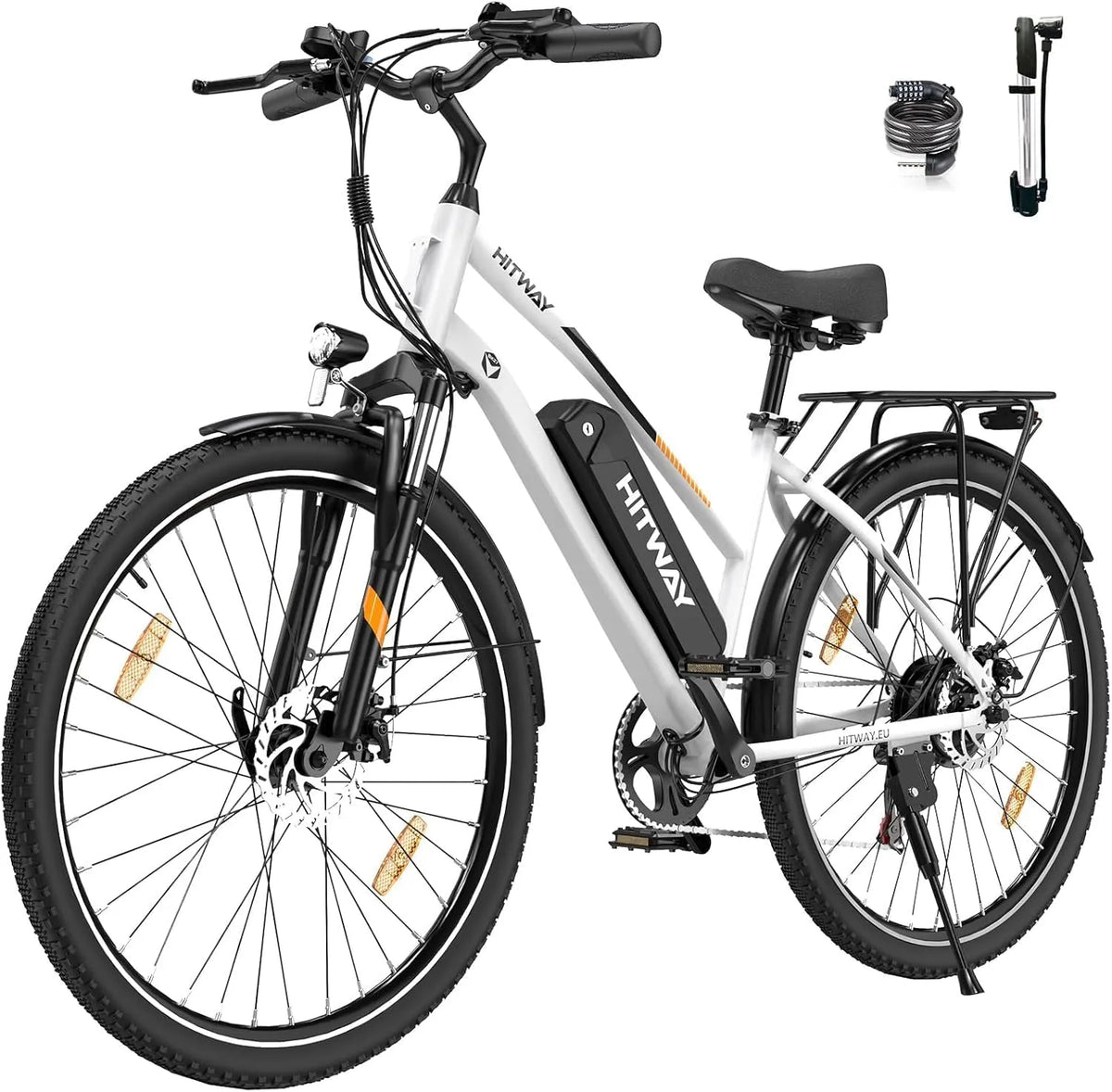 E-Bike HITWAY 27, 28' E Bike, Leistung 250W Hinterradmotor, Pedelec Citybike EBike für Erwachsene, E-Fahrrad mit 7-Gang, Mittelmotor