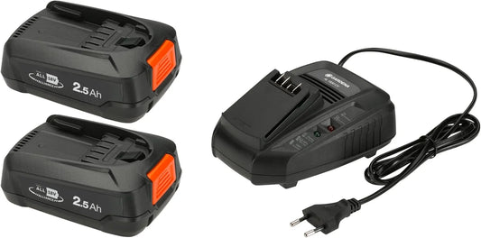 Modell 18V P4A AL 1830 CV 14907-20 Gardena Starter-Kit, 2 x PBA 18V, 45 +: Für alle gängigen Power for All Geräte, 60 Minuten Ladezeit, 2,5 Ah
