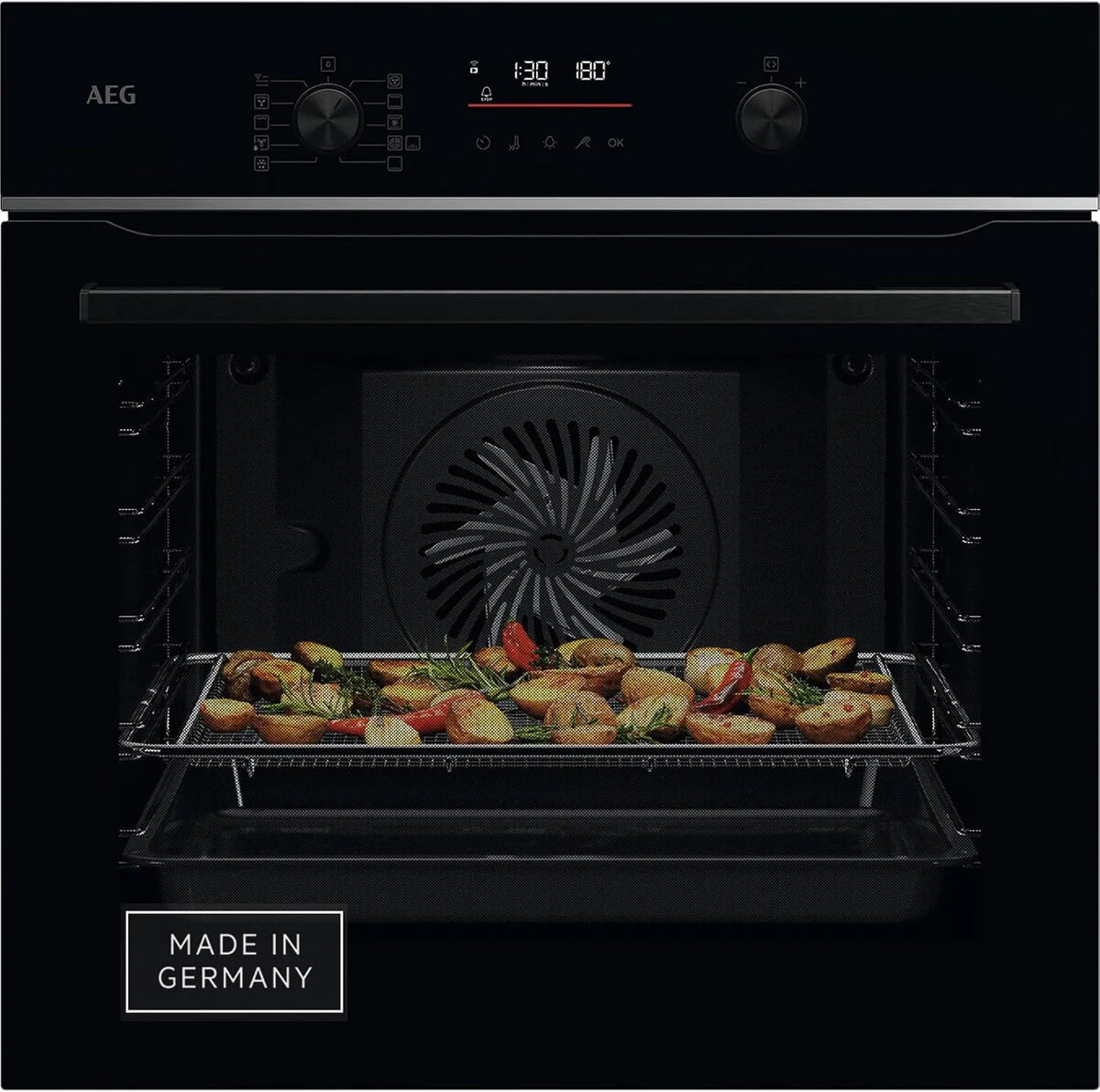 AEG Backofen TS6PB50WAB, Serie 6 LED-Touchdisplay, 45 Automatikprogramme, Wifi Einbaubackofen, Made in Germany, Pyrolyse Selbstreinigung, AirFry