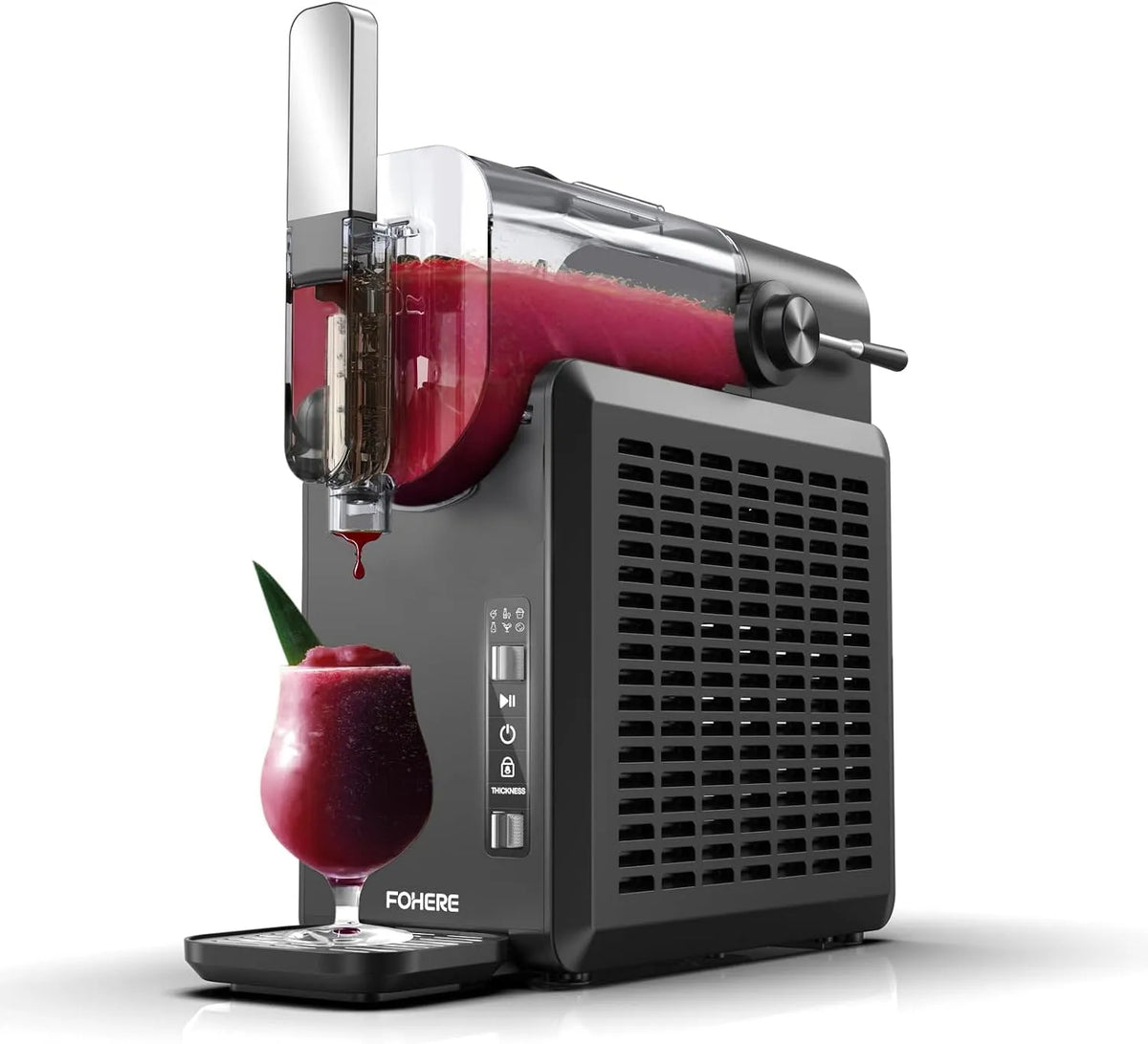 FOHERE Slush-Maschine, Fassungsvermögen 2L für zu Hause, keine Eiswürfel erforderlich, Selbstreinigung, Cocktail, Frappé, Milchshake, Wein