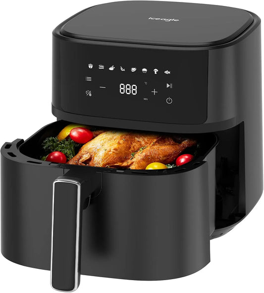 Heißluftfritteuse, 8 Programmen, Fassungsvermögen 6,5L Airfryer XL, Leistung 1700W Friteuse ohne Öl mit Metall-Innenraum, Heissluftfriteuse Air Fryer