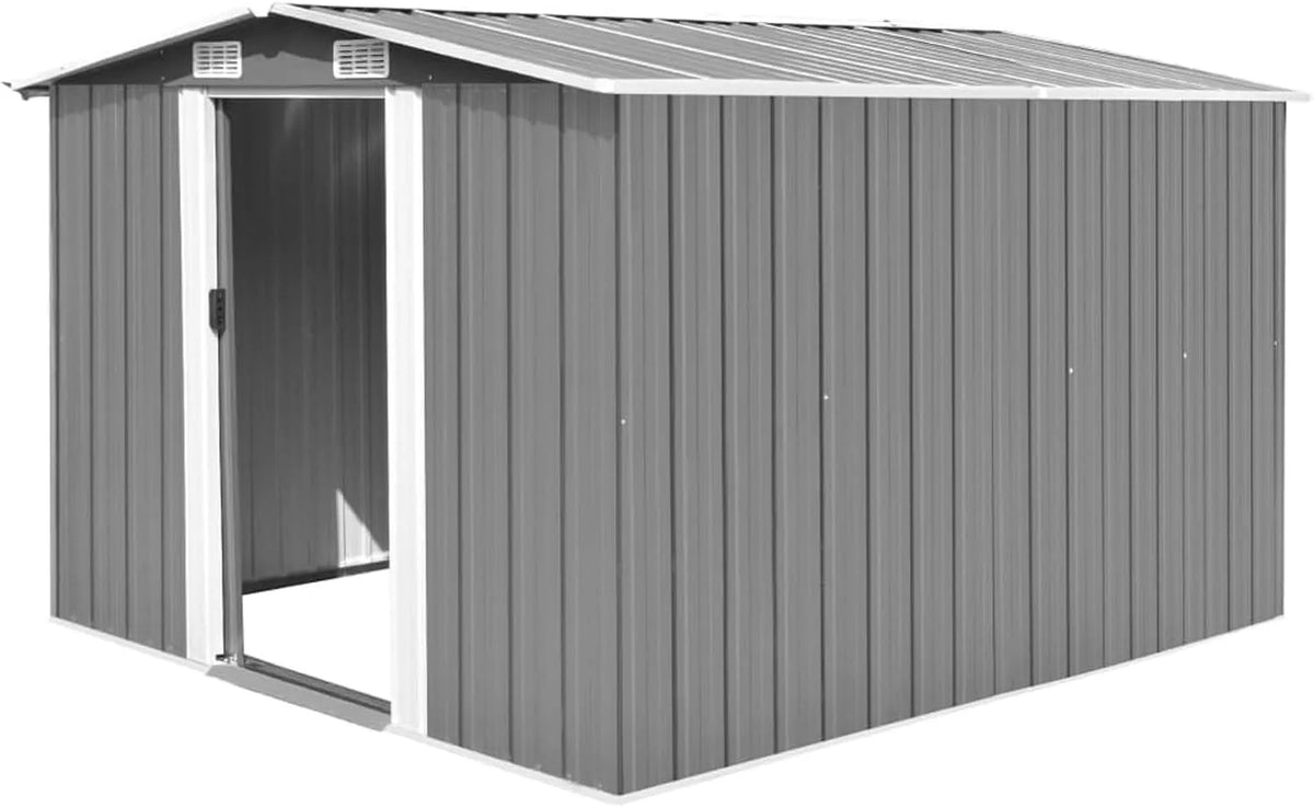 Gartenhaus, 257x298x178 cm Metall Farbe Grau Wetterfest Gerätehaus Werkzeugschuppen Fahrradgarage