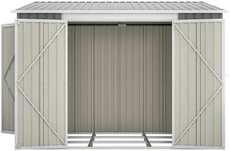 Geräteschuppen, Gartenhütte Metall, 6x8 Fuß Großes Gartenhaus mit Doppeltüren und Schloss, Gerätehaus Metall, Farbe Grau, Wetterfest mit Boden