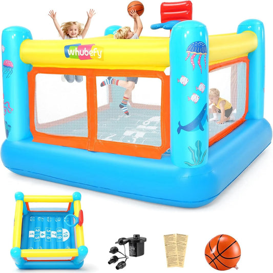 Hüpfburg 172x172x128cm，Aufblasbare PVC Hüpfburg für Kinder von 3-6 Jahren AKEYDIY Aufblasbare, für drinnen und draußen, Spielplan