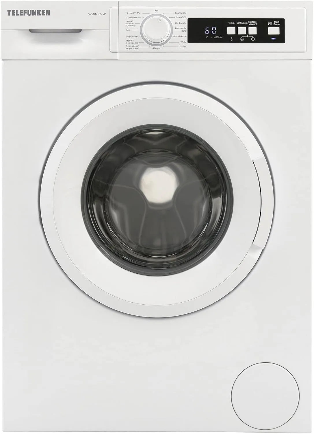 Telefunken Waschmaschine W-01-52-W 1000, 15 Betriebsprogramme, mit Mengenautomatik und Überlaufschutz, weiß, Gewicht 5 kg, Min, Startzeitvorwahl
