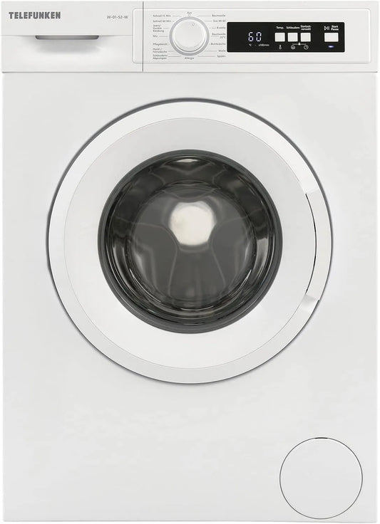 Telefunken Waschmaschine W-01-52-W 1000, 15 Betriebsprogramme, mit Mengenautomatik und Überlaufschutz, weiß, Gewicht 5 kg, Min, Startzeitvorwahl