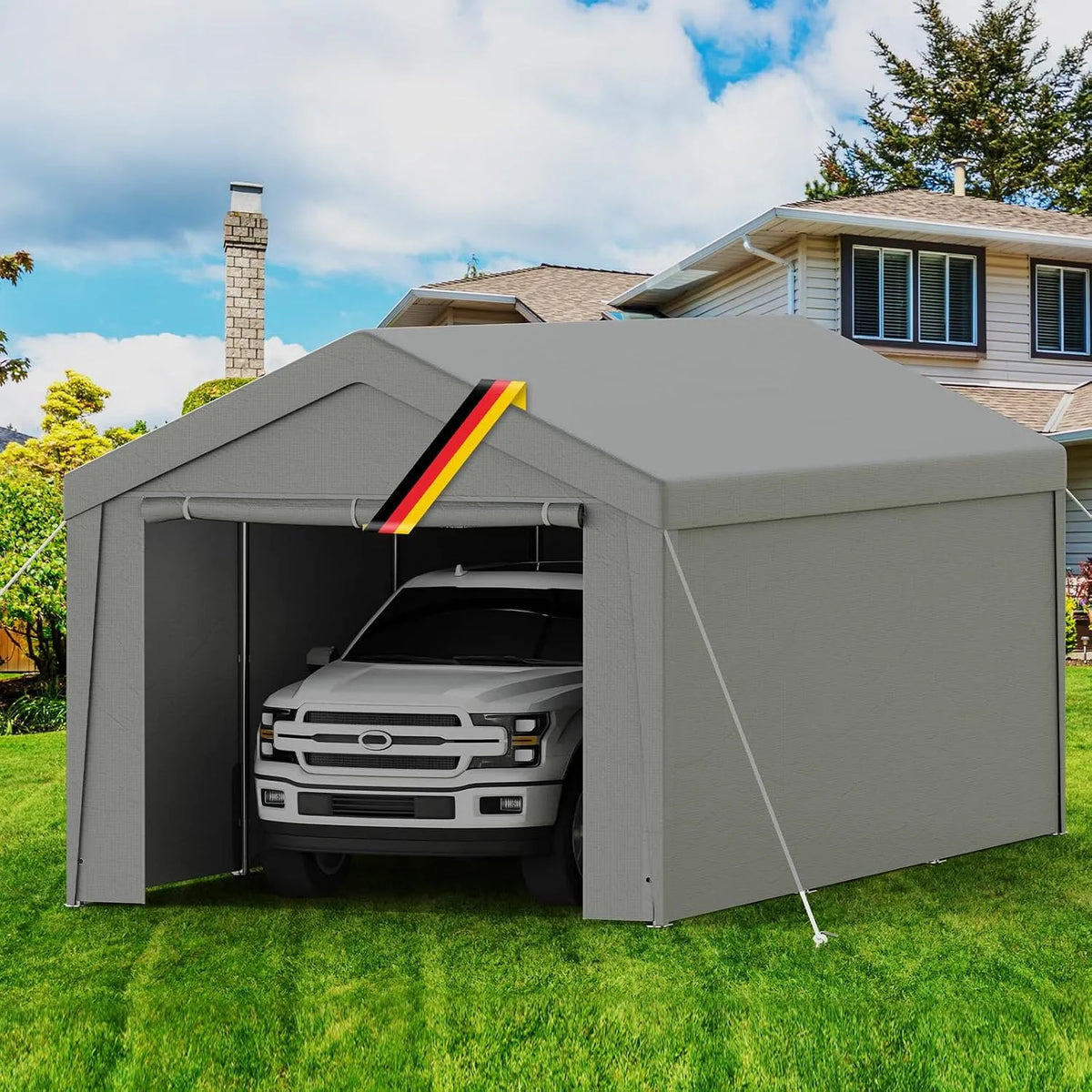 Carport, Maße 3x6m, UV-beständig Winterfest Unterstand für Auto, LKW, Lagerzelt Weidezelt Garten Garage, Zeltgarage 3x6m, SUV, Boot, Farbe Grau