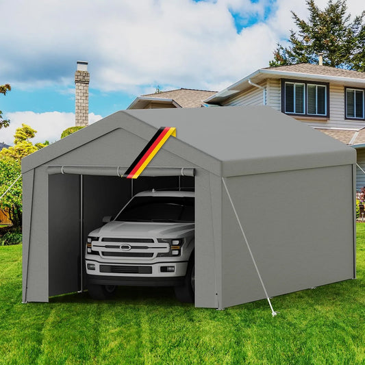 Carport, Maße 3x6m, UV-beständig Winterfest Unterstand für Auto, LKW, Lagerzelt Weidezelt Garten Garage, Zeltgarage 3x6m, SUV, Boot, Farbe Grau