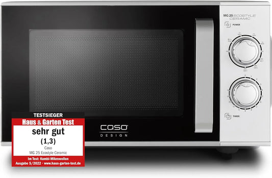 Caso Mikrowelle MG 25, Fassungsvermögen 25 Liter, Ecostyle Ceramic, Testsieger Haus & Garten Test, mit Grill, größere Nutzfläche dank CASOTEK Boden