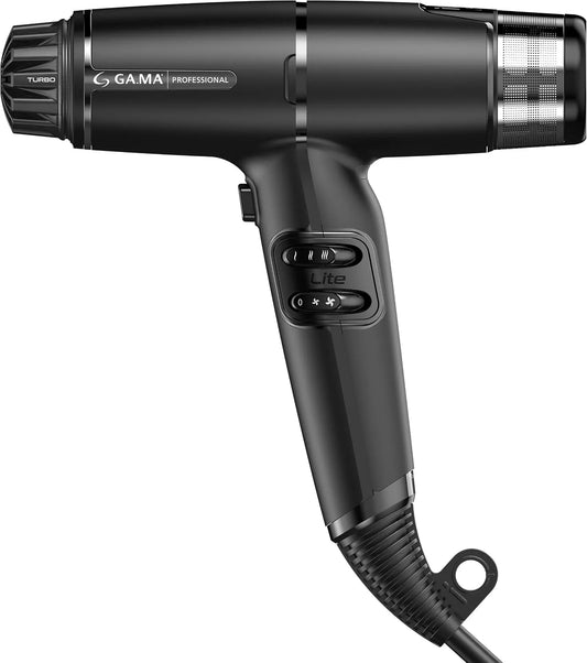 Professional Haartrockner iQ Lite Gama Italy, Leistung 1600W, 110.000 U, Ultraleicht 316g, Doppelter Filter, min, in Schwarz