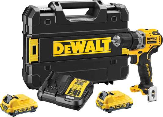 DeWalt Modell 12 DEWALT 12 DCD701D2-QW, Spannung 12 Volt XR bürstenloser Akku-Bohrschrauber, inklusive. 2x 2 Ah Li-Ion Akkus, 2A Ladegerät, Gürtelclip