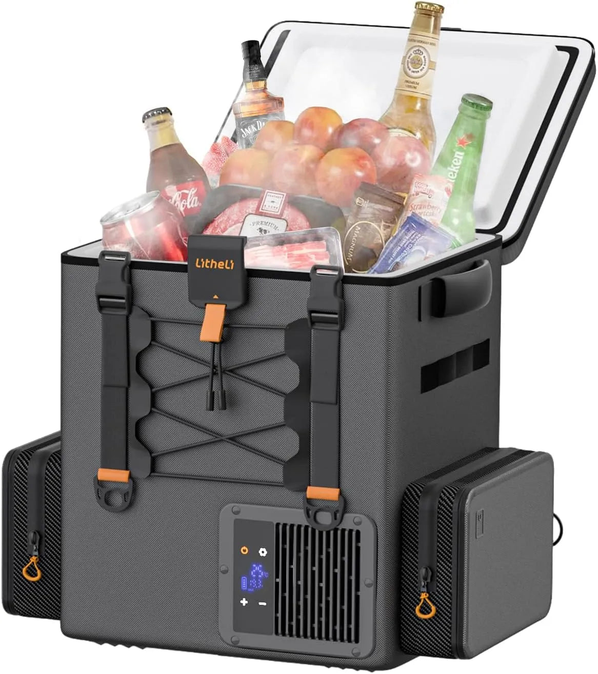 Kühlbox DC 100 100-240V LiTHELi FrozenPack, elektrisch tragbar Auto 20L, 12/24V -240V AC Rucksackkühlschrank für Camping, 15 Minuten Schnellkühlung