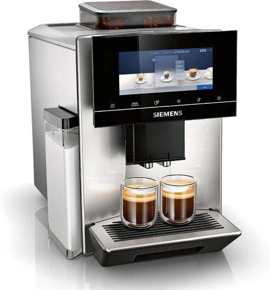 Siemens Kaffeevollautomat EQ900 TQ903D03, großes farbiges TFT-Display, super leise, Doppeltassenfunktion, Edelstahl, 36 Heiß- und Kaltgetränke