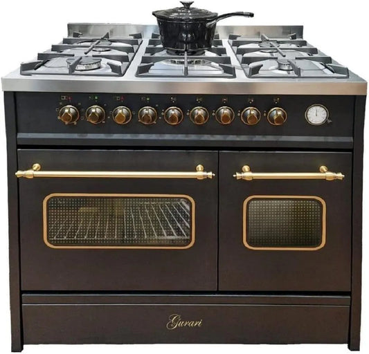 Backofen, Leistung 4 kw WOK, 8 Funktionen, Heißluft, Erdgas, Gas Standherd 90 cm GCH E 916 Bl Retro Gasherd mit Elektro, Range Coocker 89L, Grill