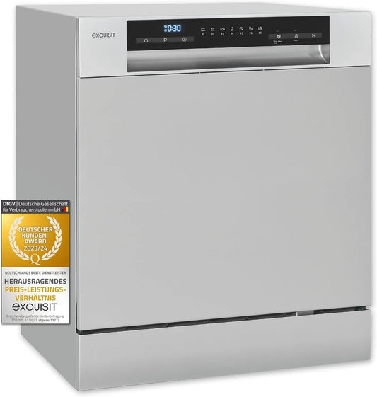 Exquisit Geschirrspüler GSP5508-030D, Mini, ECO-Modus, silber, 55 cm breit, spülmaschine klein, Tischspülmaschine