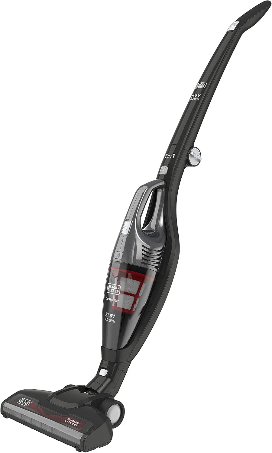 Black+Decker Modell SVB620JW, Spannung 21.6V, mit Turbobürste für hartnäckigen Schmutz, inklusive. Ladekabel, Fugendüse, 2-in-1- Akku-Stielsauger