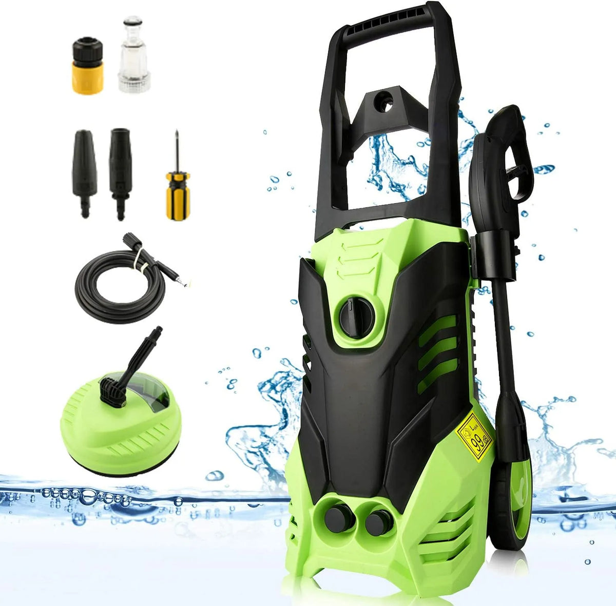 Hochdruckreiniger 3-in-1-Düse, COOCHEER Elektrischer 150bar mit, max. Fördermenge 450l, 450l/h, 6m Schlauch, 5m Kabel, Fassungsvermögen 450l