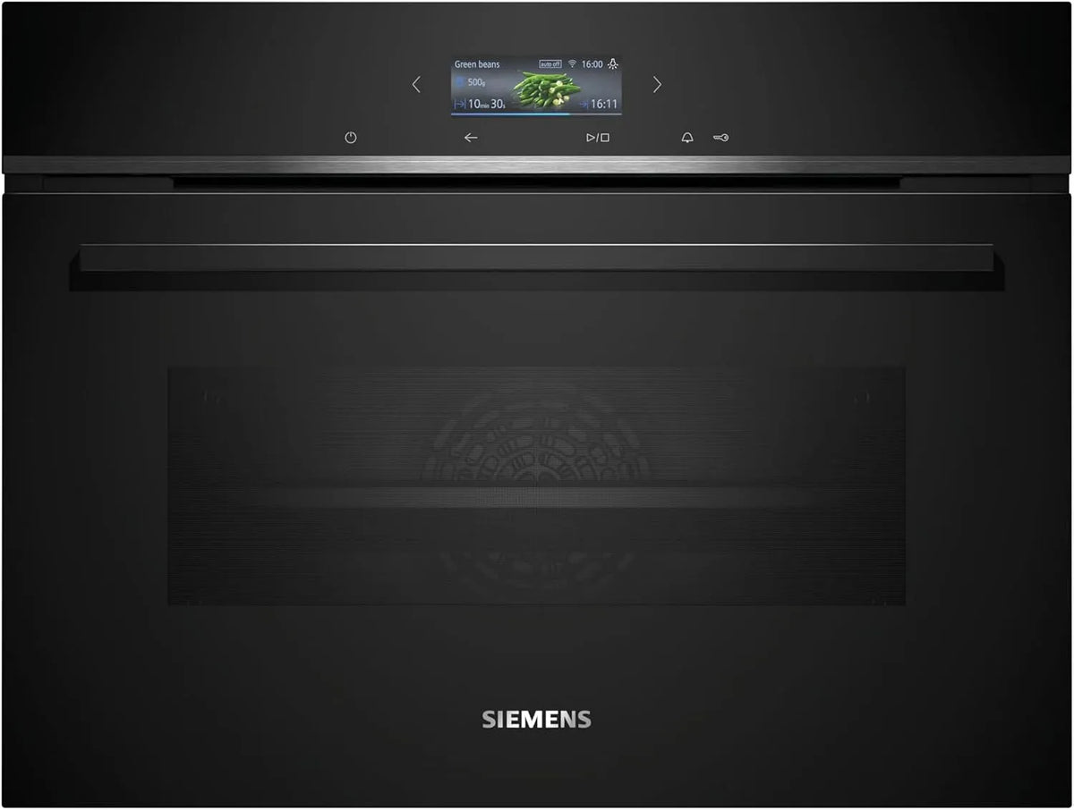 Siemens Backofen CB774G1B1 iQ700, Maße 60 x 45 cm, Smarter Einbau-Kompaktbackofen, Made in Germany, activeClean Pyrolyse & humidClean Hydrolyse