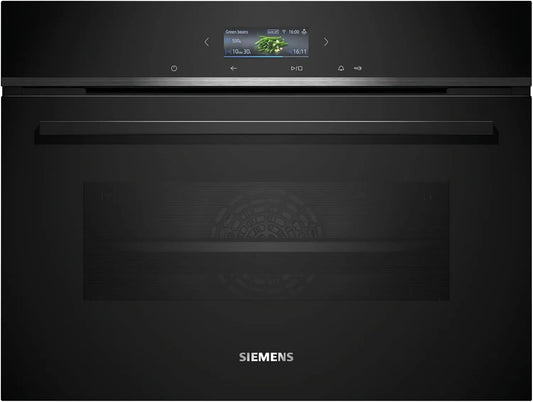 Siemens Backofen CB774G1B1 iQ700, Maße 60 x 45 cm, Smarter Einbau-Kompaktbackofen, Made in Germany, activeClean Pyrolyse & humidClean Hydrolyse