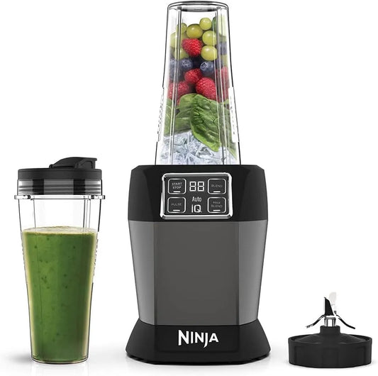 Ninja Modell BN495EU, 2x 700ml Becher mit Ausgussdeckel, Impulsfunktion, Mixer Smoothie Maker, in Schwarz, Leistung 1000W, spülmaschinenfest