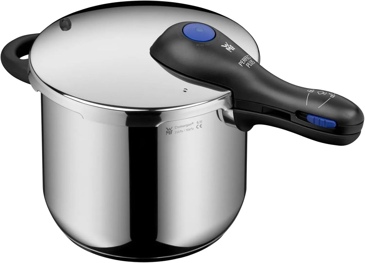 WMF Perfect Plus One Pot Schnellkochtopf Induktion 6,5l, Dampfkochtopf mit Flammschutz, 2 Kochstufen, abnehmbarer Deckelgriff, großes Kochsignal