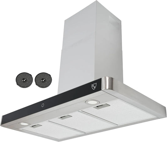 Dunstabzugshaube TSB-90-600 K&H, Cooker Hood 9 Leistungsstufen, Energieklasse A++, Abzughaube Metall Fettfilter, m³/h, 90cm Wandhaube, 600 m