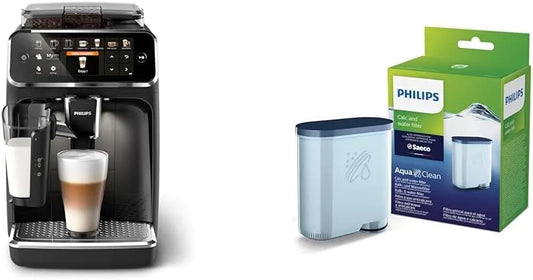 Philips Kaffeevollautomat 5400 EP5441/50 CA6903/10, 12 Kaffeespezialitäten, LatteGo Milchsystem, & Kalk Aqua Clean Wasserfilter, Series, in Schwarz