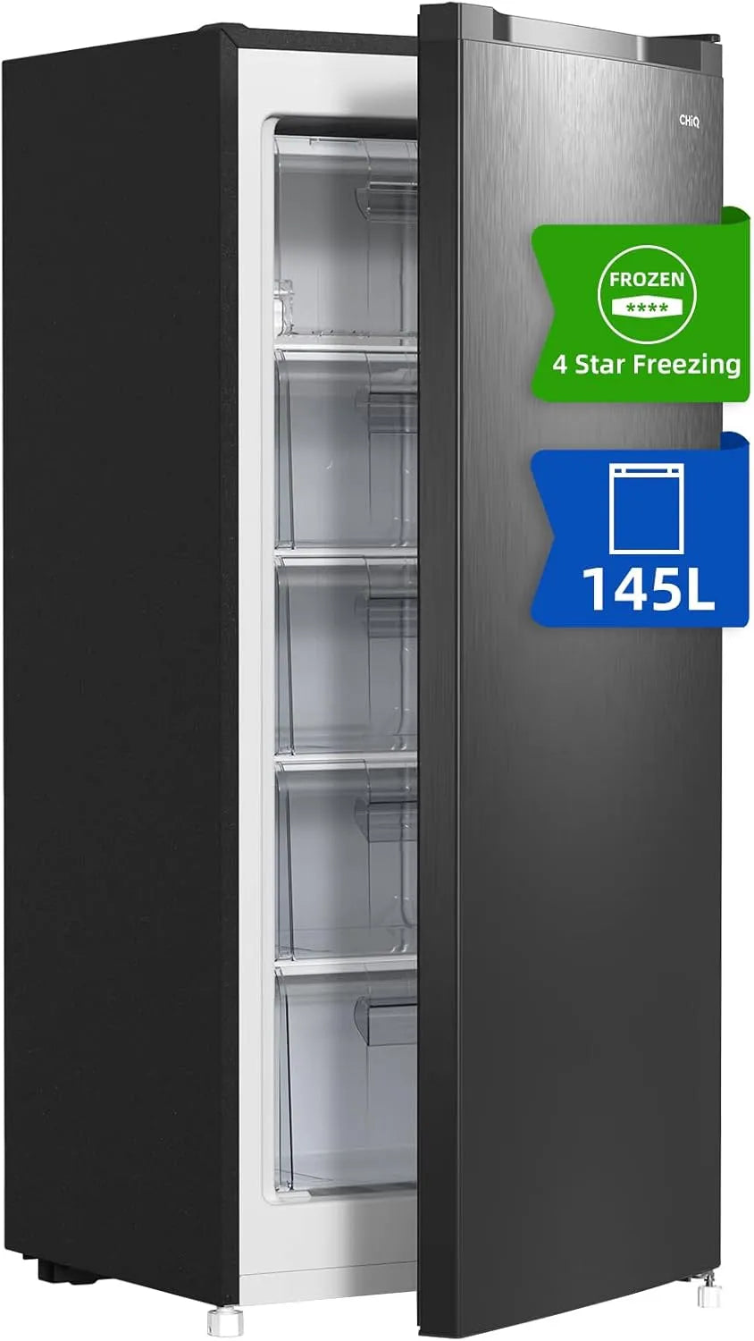 Gefrierschrank FSD160D4E CHIQ, 12 Jahre auf den Kompressor*, Maße 126 x 54 x 55 cm, Sehr Leise 41dB, Fassungsvermögen 145L Manuelle Abtauung, HxBxT